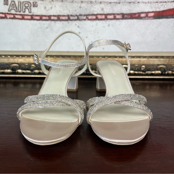 Oleg Cassini Lynda Champagne & Rhinestones Heel Sandal 7.5 David Bridal Wedding - Picture 2 of 8